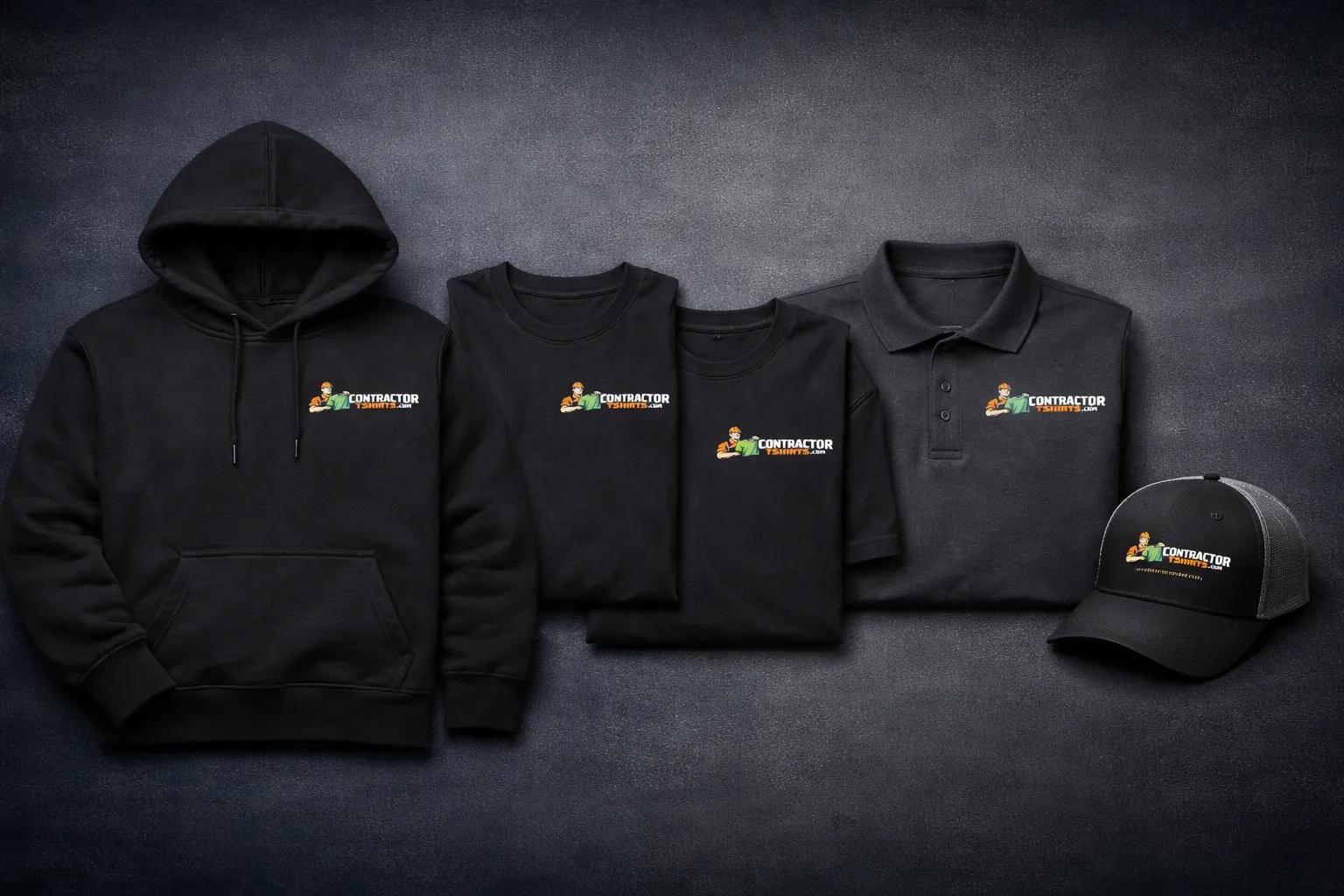 Professional contractor apparel flat lay