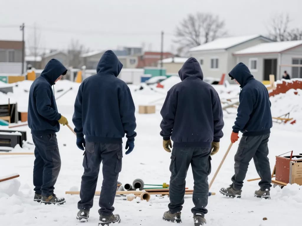 Contractor crew in Buffalo wearing custom branded work shirts